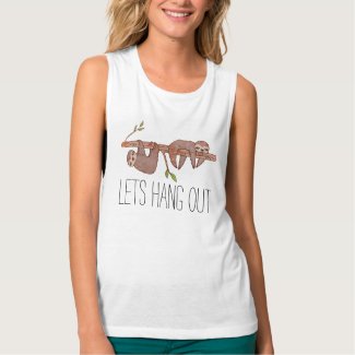 Baby Sloths hanging on Tree Pattern Flowy Muscle Tank Top Baby Sloths hanging on Tree Pattern Flowy Muscle Tank Top