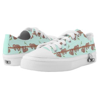 Baby Sloths hanging on Tree Pattern Printed Shoes
