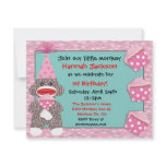 Baby Sock monkey cupcake Birthday Party Invitation