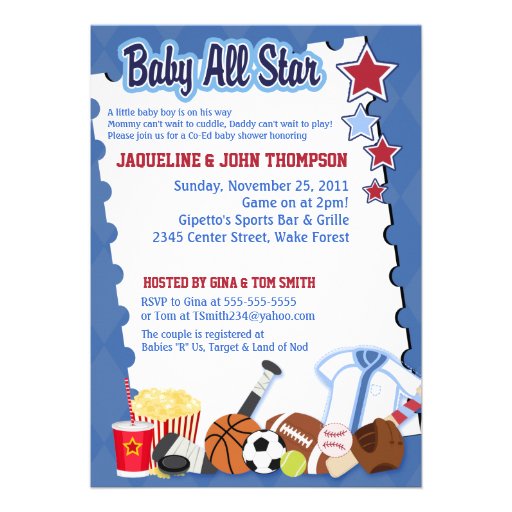 BABY SPORTS FAN ALL STAR Baby Shower Invitation (front side)