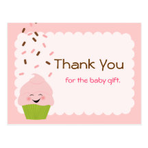 Baby Sprinkle Party Thank You in Pink Post Card