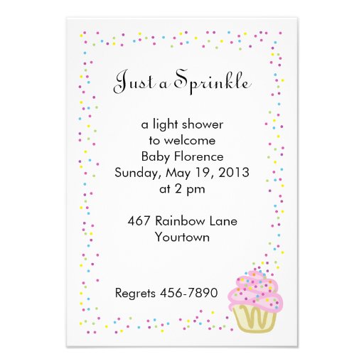 Baby Sprinkle Shower Invitation with Pink Cupcake