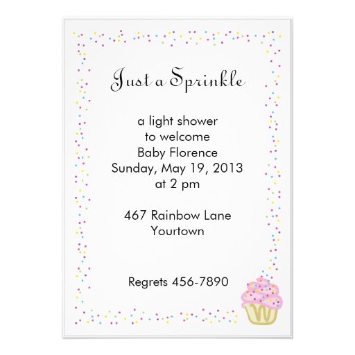 Baby Sprinkle Shower Invitation with Pink Cupcake