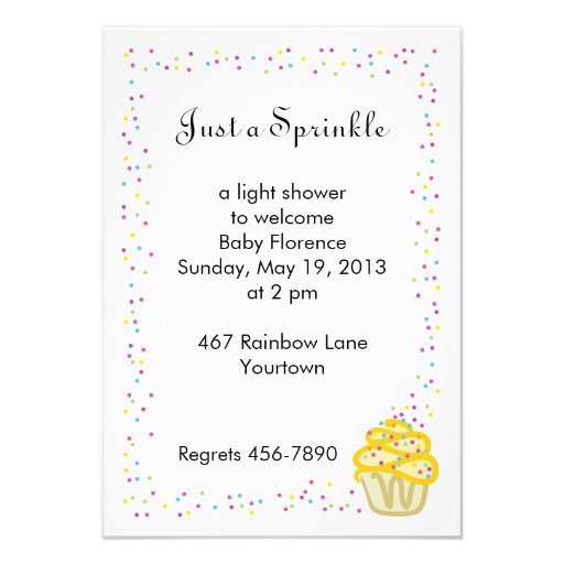 Baby Sprinkle Shower Invitation Yellow Cupcake