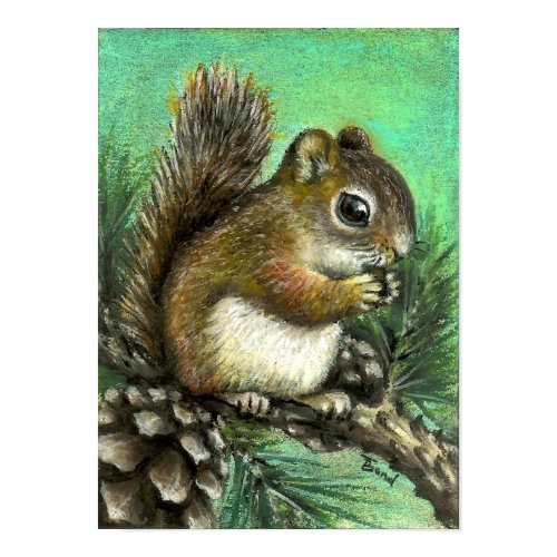 Baby squirrel and cones print