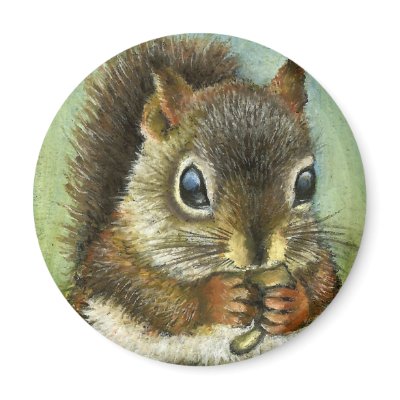 Baby squirrel and mushrooms magnet by tanyabond