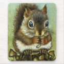 Baby squirrel and mushrooms mousepads