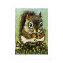 Baby squirrel and mushrooms print by tanyabond Baby squirrel and mushrooms print