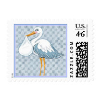 Baby Stork Blue Postage Stamp