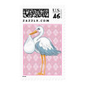 Baby Stork Pink Postage Stamp by JoyOfLife Baby Stork Pink Postage Stamp