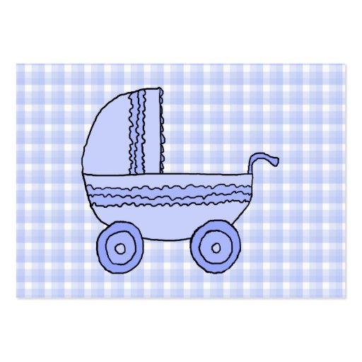 Baby Stroller. Light Blue on Check Pattern. Business Card Template (front side)
