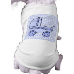 Baby Stroller. Light Blue on Check Pattern. Dog Tshirt