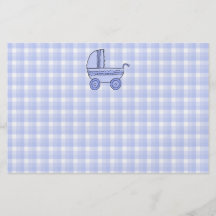 Baby Stroller. Light Blue on Check Pattern. Custom Flyer