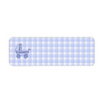 Baby Stroller. Light Blue on Check Pattern. Custom Return Address Label