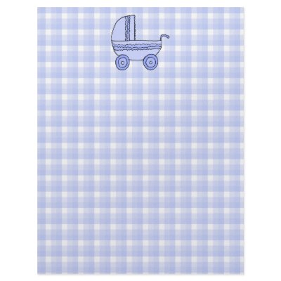 Baby Stroller. Light Blue on Check Pattern. Custom Letterhead by Graphics_By_Metarla