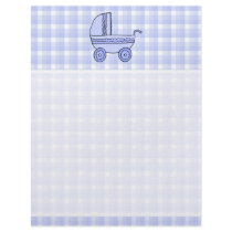 Baby Stroller. Light Blue on Check Pattern. Personalized Letterhead