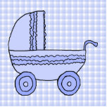 Baby Stroller. Light Blue on Check Pattern. Photo Sculptures