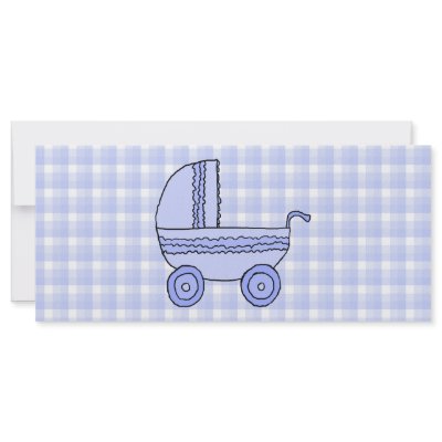 Baby Stroller. Light Blue on Check Pattern. Rack Card Template by Graphics_By_Metarla