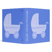 Baby Stroller. Light Blue on Mid Blue. Vinyl Binders