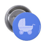 Baby Stroller. Light Blue on Mid Blue. Button