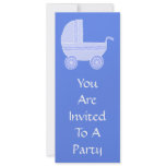 Baby Stroller. Light Blue on Mid Blue. Custom Announcement