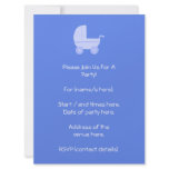 Baby Stroller. Light Blue on Mid Blue. Invite