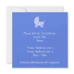 Baby Stroller. Light Blue on Mid Blue. Personalized Invitations