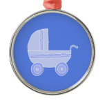 Baby Stroller. Light Blue on Mid Blue. Ornament