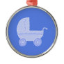 Baby Stroller. Light Blue on Mid Blue. Ornament