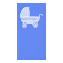 Baby Stroller. Light Blue on Mid Blue. Photo Card