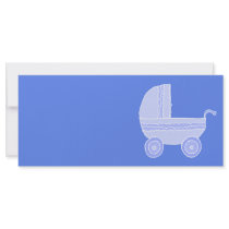 Baby Stroller. Light Blue on Mid Blue. Custom Rack Cards