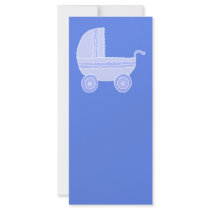 Baby Stroller. Light Blue on Mid Blue. Custom Rack Card