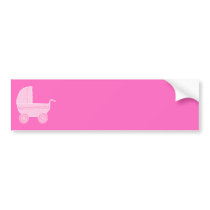 Baby Stroller. Light Pink and Bright Pink. Bumper Sticker