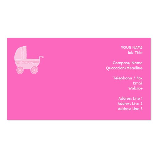 Baby Stroller. Light Pink and Bright Pink. Business Card Template