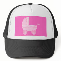 Baby Stroller. Light Pink and Bright Pink. Hat