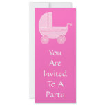 Baby Stroller. Light Pink and Bright Pink. Invitations