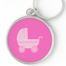 Baby Stroller. Light Pink and Bright Pink. Keychains