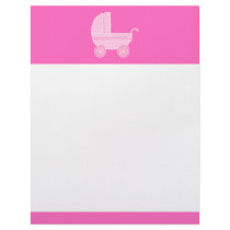 Baby Stroller. Light Pink and Bright Pink. Letterhead