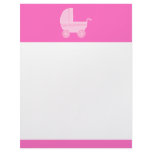 Baby Stroller. Light Pink and Bright Pink. Letterhead