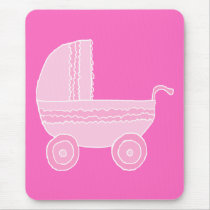Baby Stroller. Light Pink and Bright Pink. Mouse Pad