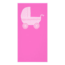 Baby Stroller. Light Pink and Bright Pink. Photo Cards