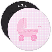 Baby Stroller. Light Pink on Pink Gingham.