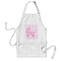 Baby Stroller. Light Pink on Pink Gingham. Apron