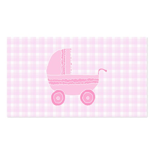 Baby Stroller. Light Pink on Pink Gingham. Business Card (back side)