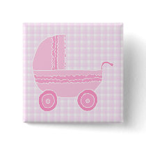 Baby Stroller. Light Pink on Pink Gingham.