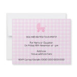 Baby Stroller. Light Pink on Pink Gingham. Personalized Invitations