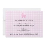 Baby Stroller. Light Pink on Pink Gingham. Personalized Invitations