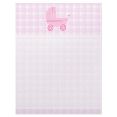 Baby Stroller. Light Pink on Pink Gingham. Customized Letterhead by Graphics_By_Metarla