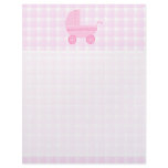 Baby Stroller. Light Pink on Pink Gingham. Customized Letterhead