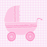 Baby Stroller. Light Pink on Pink Gingham. Photo Cutouts